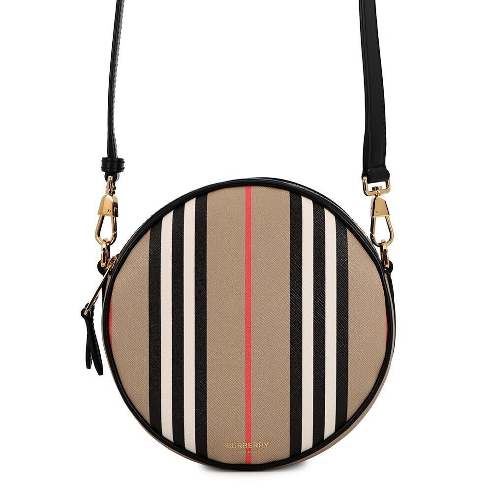 Burberry Shoulder Bag Icon Stripe Louise Leather Black